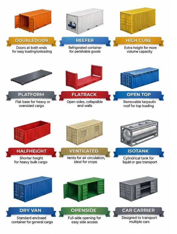 All 12 types of container available commercially.